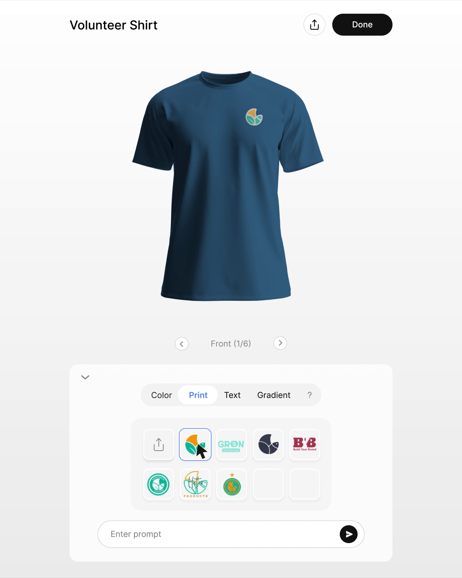 Custom merchandise product designed with Hutter Products’ 3D configurator