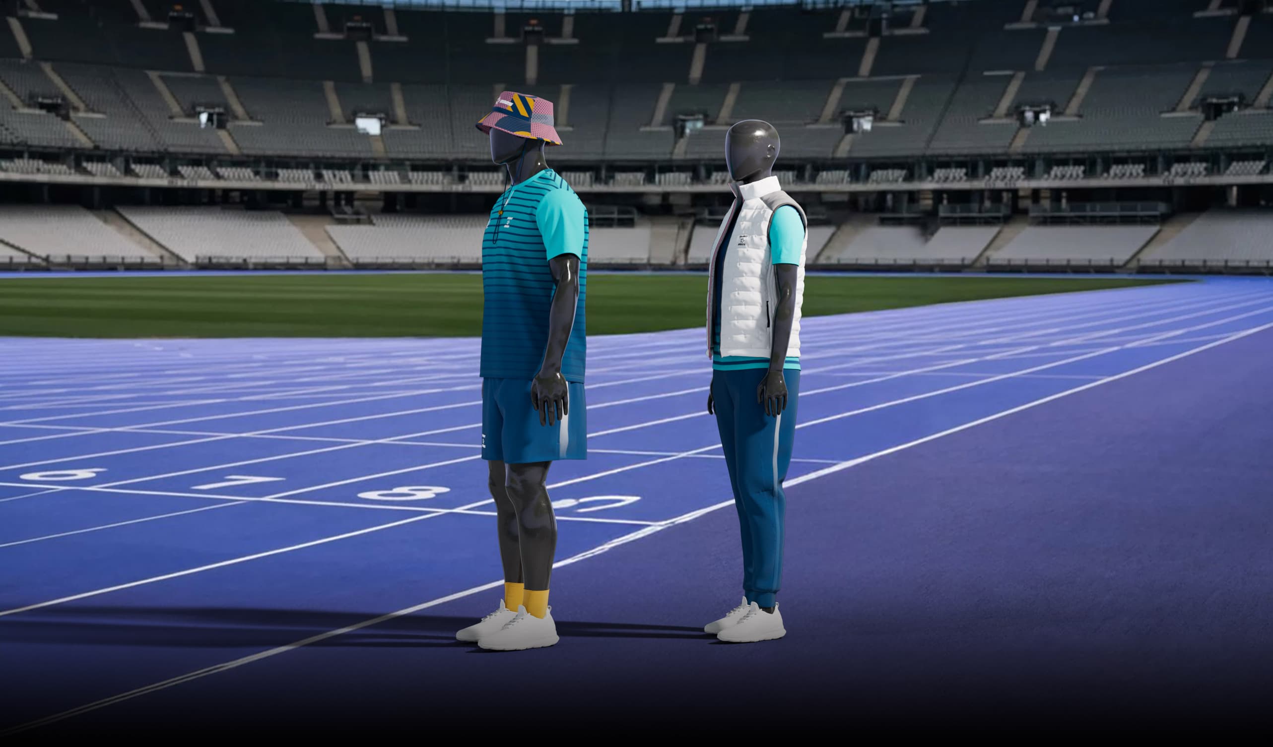Sports club members wearing coordinated custom merchandise during a community branding event